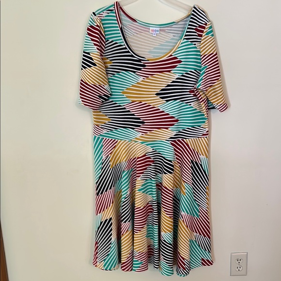 Colorful Striped Lularoe Nicole Dress 3x - Picture 1 of 3